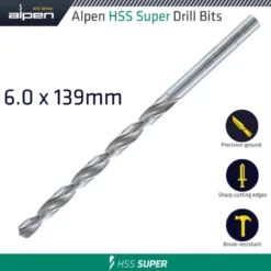 Alpen HSS Long Series Drills, for Metal ALP55106-6.0mm