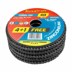 Tork Craft Flap Disc Zirconium 115mm Flat 4+1 Free COMBO 200-40R
