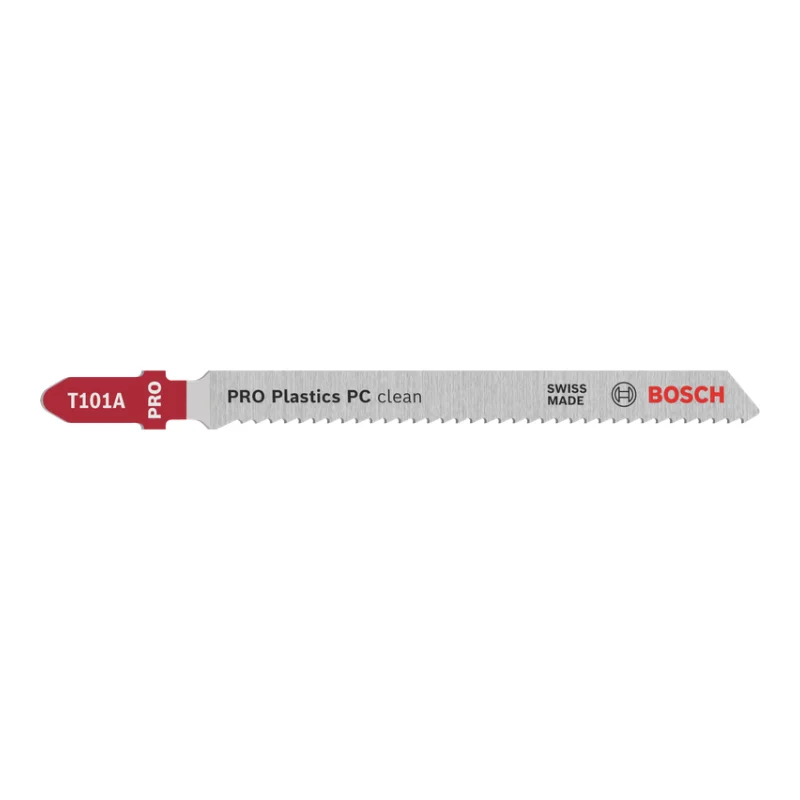 Bosch Pro Jigsaw Blades 100mm 5pcs, Clean for Polycarbonate 1 Bosch Pro Jigsaw Blade HSS T 101 A Clean for PC, 5pcs (polycarbonate, 2-20 mm) 2608631010