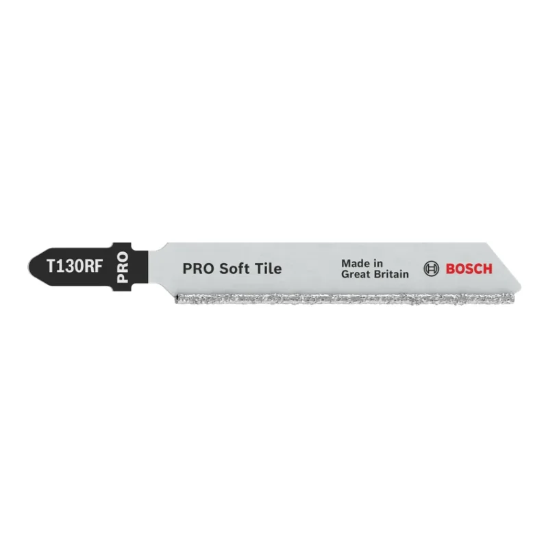 Bosch Pro Jigsaw Blades 132mm 3pcs, Special for Ceramics 1 Bosch Pro Jigsaw Blade HM/TC T 130 RIFF Special for Ceramics, 3pcs (soft ceramic tiles, cast iron (5-15 mm), coarse cut) 2608633104