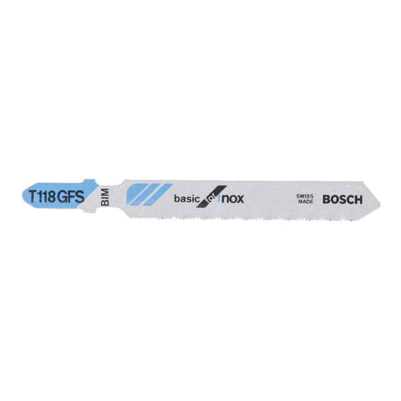 Bosch Pro Jigsaw Blades 92mm 5pcs HSS Basic for Metal 1 Bosch Pro Jigsaw Blade BIM T 118 GFS Basic for INOX, 3pcs (tooth spacing 0.8 mm) 2608636498