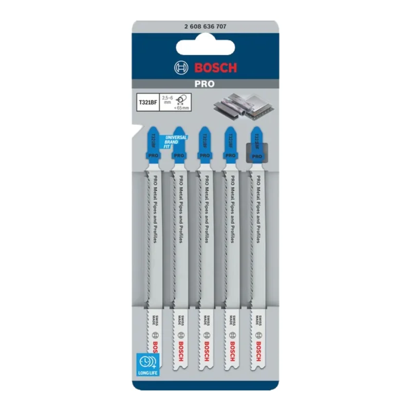 Bosch Pro Jigsaw Blades 132mm 5pcs BIM Speed for Metal, 2 Bosch Pro Jigsaw Blade T321BF BIM Speed for Metal 5pcs 2608636707