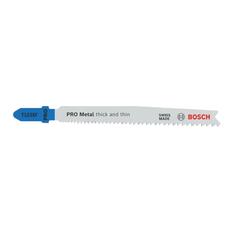Bosch Pro Jigsaw Blades 100mm 3pcs HSS Progressor for Metal 1 Bosch Pro Jigsaw Blade HSS T 123 XF Progressor for Metal, 3pcs (thin-thick sheet metal, pipes, profiles, alum.) 2608638472