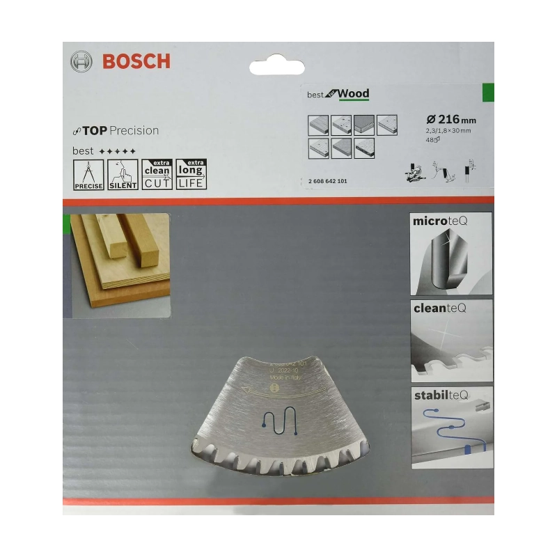 Bosch Pro Circular Saw Blades 216x30x2.3 mm 48T, Best - Wood 2 Bosch Pro Best for Wood 216x30x2.3 mm, 48T 2608642101