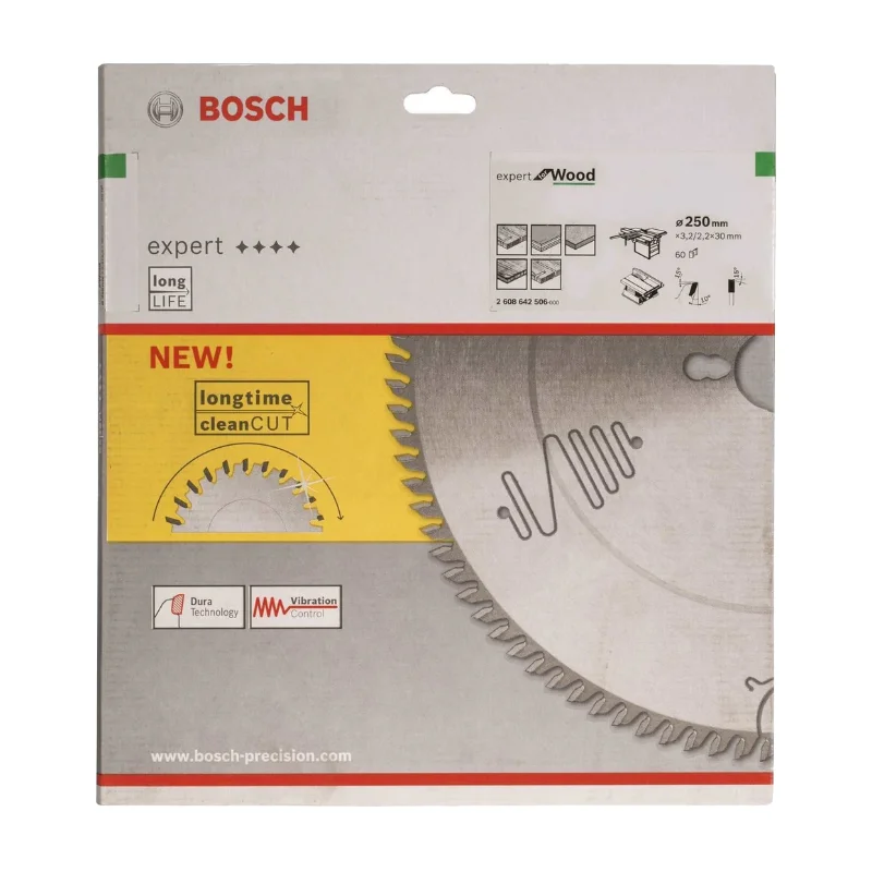 Bosch Pro Circular Saw Blades 250x30x3,2mm 60T, Expert - Wood 2 Bosch Pro Expert for Wood 250x30x3,2 mm, 60T 2608642506