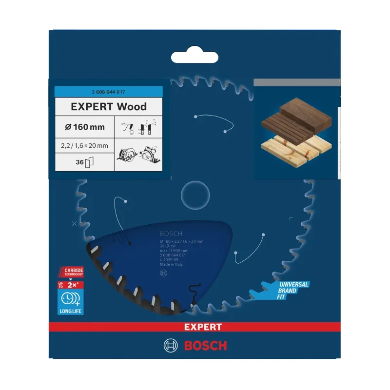 Bosch Pro Circular Saw Blades 160x20x2,2 mm 36T, Expert - Wood 2 Bosch Pro Expert for Wood 160x20x2,2 mm, 36T 2608644017