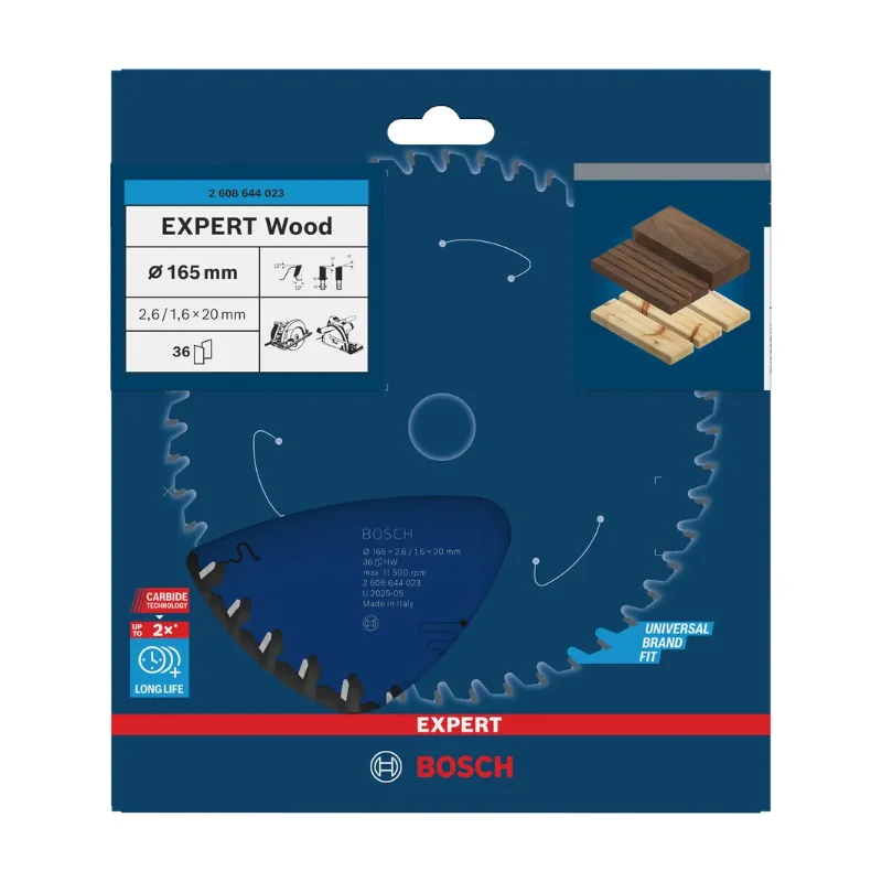Bosch Pro Circular Saw Blades 165x20x2,6mm 36T, Expert - Wood 2 Bosch Pro Expert for Wood 165x20x2,6 mm, 36T 2608644023