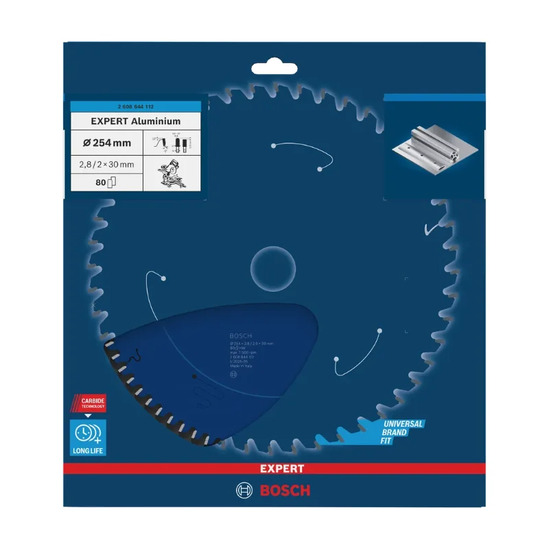 Bosch Pro Circular Saw Blades 254x30x2,8mm 80T, Expert - Aluminium 2 Bosch Pro Expert for Aluminium 254x30x2,8 mm, 80T 2608644112