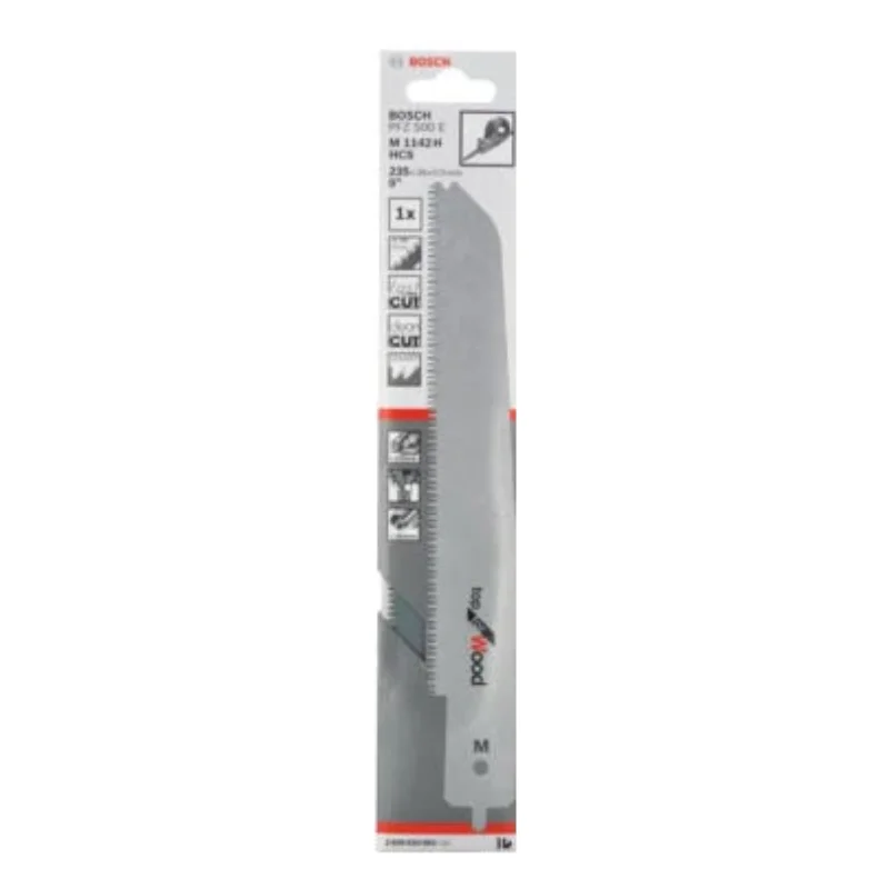 Bosch Pro Sabre Saw Blades 235mm 36x0.9mm, HCS M 1142 H clean cuts wood, construction timber, panels, plastics 2 Bosch Pro Recipro Saw Blade HCS M 1142 H clean cuts wood, construction timber, panels, plastics, 235x36x0.9 2608650065