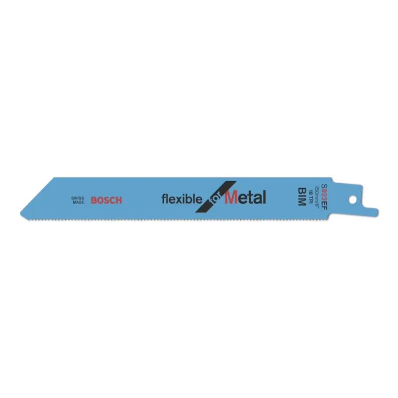 Bosch Pro Sabre Saw Blades 150mm 19x0.9mm 2pcs, BIM S 922 EF Flexible for Metal 1 Bosch Pro Recipro Saw Blade BIM S 922 EF Flexible for Metal, 150x19x0.9, 2pcs 2608656038