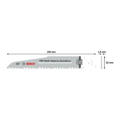 Bosch Pro Sabre Saw Blades 150mm 22x1.6mm 5pcs, BIM S 610 VF Heavy for Wood and Metal 5 Bosch Pro Recipro Saw Blade BIM S 610 VF Heavy for Wood and Metal, 150x22x1.6, 5pcs 2608657608