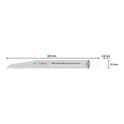 Bosch Pro Sabre Saw Blades 225mm 22x1.6mm 5pcs, BIM S 1110 VF Heavy for Wood and Metal 5 Bosch Pro Recipro Saw Blade BIM S 1110 VF Heavy for Wood and Metal, 225x22x1.6, 5pcs 2608657610
