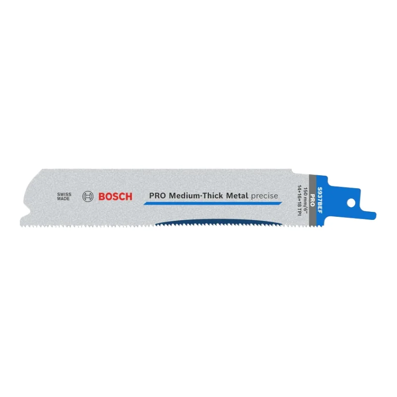 Bosch Pro Sabre Saw Blades 150mm 1.1x25mm 5pcs, S937 BEF Medium-Thick Metal precise Blade 1 Bosch Pro Recipro Saw Blade S937 BEF Medium-Thick Metal precise Blade, 1.1x25x150 mm, 5pcs 2608658991