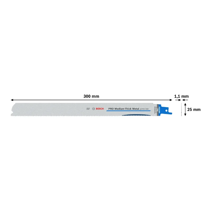 Bosch Pro Sabre Saw Blades 300mm 1.1x25mm 5pcs, S1237BEF Medium-Thick Metal precise Blade, 3 Bosch Pro Recipro Saw Blade S1237BEF Medium-Thick Metal precise Blade, 1.1x25x 300mm, 5 pcs 2608658996