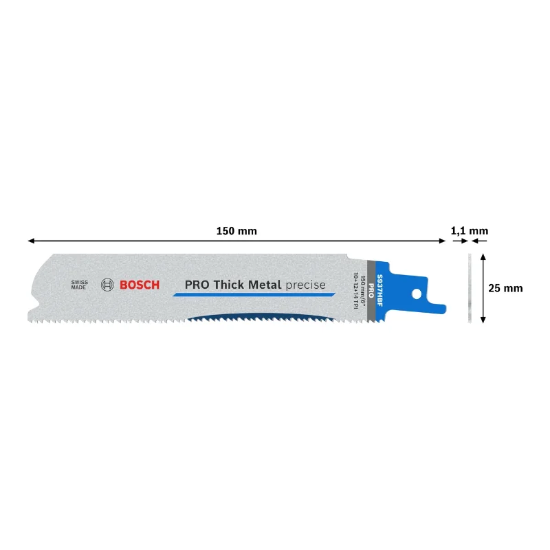 Bosch Pro Sabre Saw Blades 150mm S937 HBF Thick Metal precise Blade 1.1x25x150 mm, 5pcs 3 Bosch Pro Recipro Saw Blade S937 HBF Thick Metal precise Blade 1.1x25x150 mm, 5pcs 2608658997