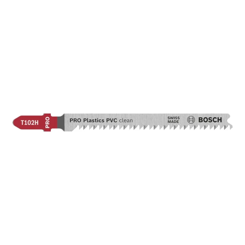 Bosch Pro Jigsaw Blades 100mm 5pcs, Clean for PVC, PA, PS 1 Bosch Pro Jigsaw Blade HCS T 102 H Clean for PVC, 5pcs (PVC, PA, PS sheets, profiles, bars) 2608667446