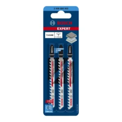 Bosch Pro Jigsaw Blades 100mm 3pcs, HM/TC T 141 HM 3 Bosch Pro Jigsaw Saw Blade HM/TC T 141 HM Special for Fiber and Plaster, 3pcs 2608900563