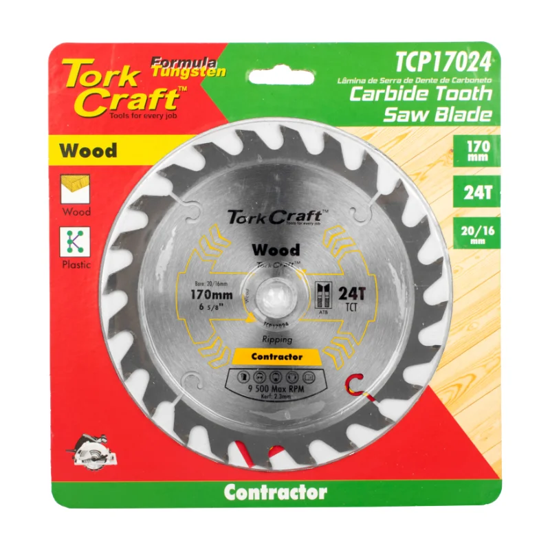 Tork Craft Circular Saw Blade 170mm 24t 20/16 TCP17024 2 Tork Craft Contractor Blade 170 X 24t 20/16 Circular Saw TCT TCP17024