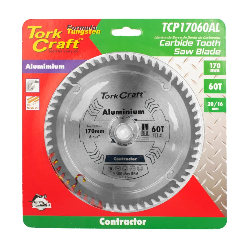 Tork Craft Circular Saw Blade 170mm 60T 20/16 TCP17060AL 2 Tork Craft Contractor Blade Alum 170 X 60t 20/16 Circular Saw TCT TCP17060AL