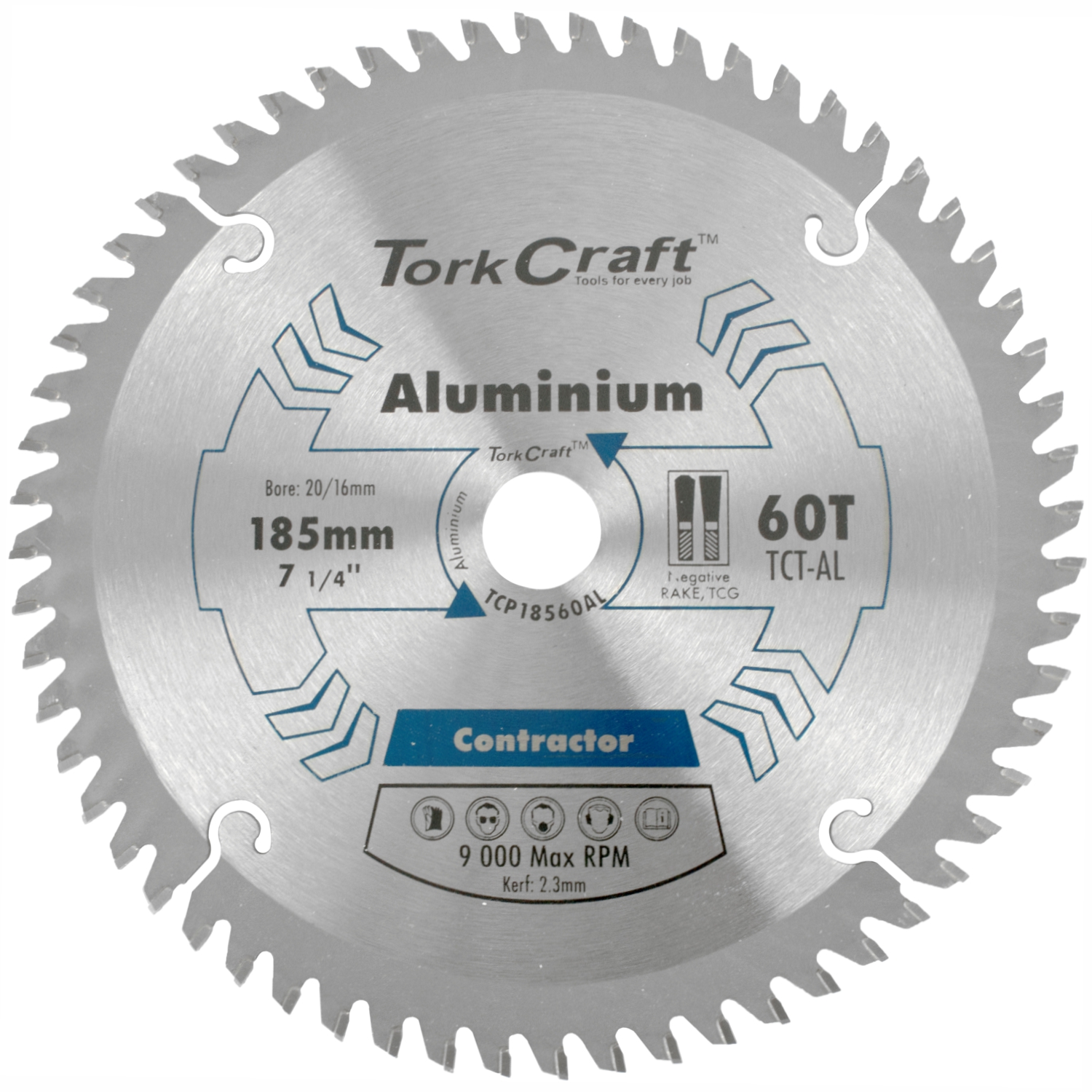 Tork Craft Circular Saw Blade 185mm 60t 20/16 TCP18560AL 1 Tork Craft Contractor Circular Saw Blade Aluminium 185x60t 20/16 TCT TCP18560AL - Circular Saw Blades Saw Blades Tools.