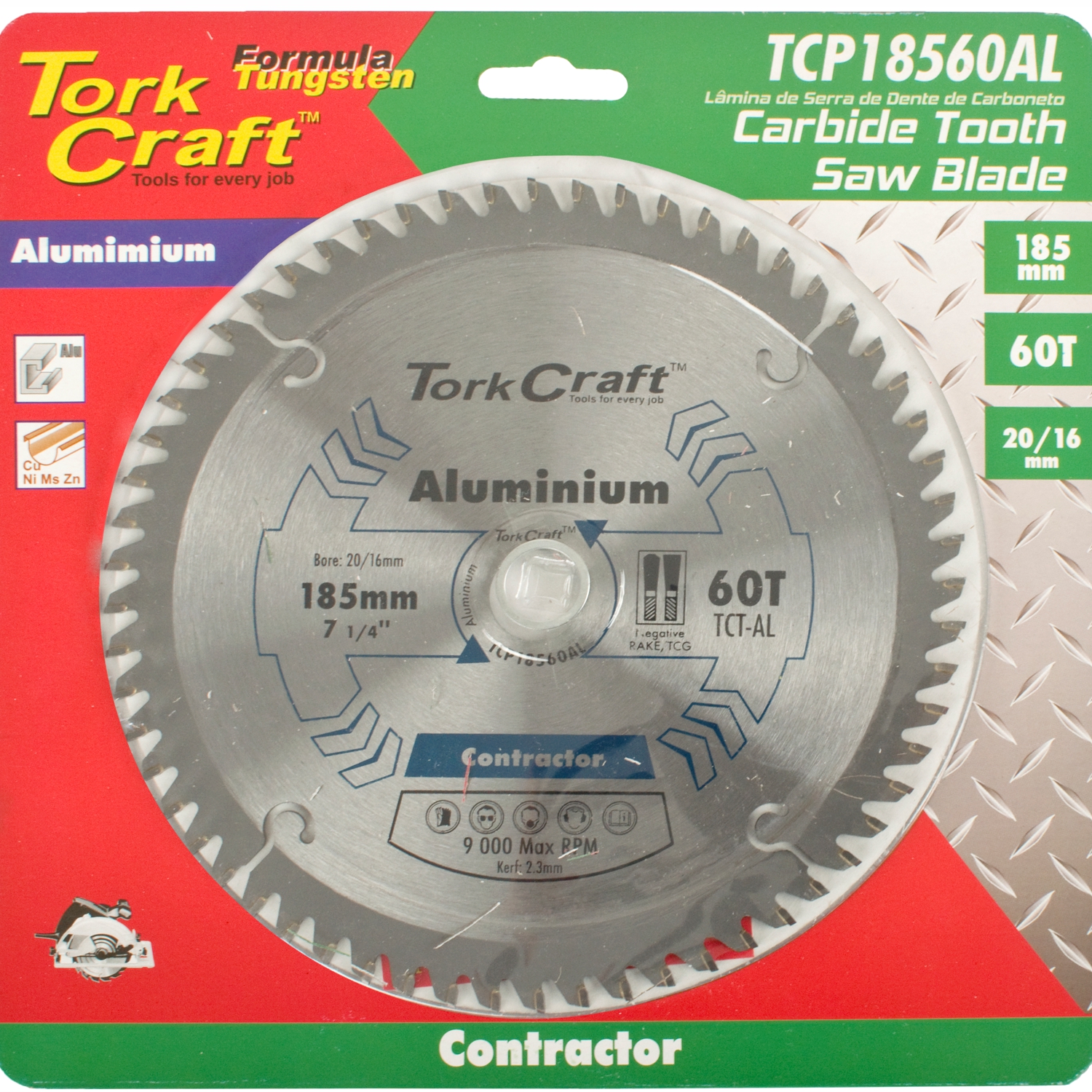 Tork Craft Circular Saw Blade 185mm 60t 20/16 TCP18560AL 2 Tork Craft Contractor Circular Saw Blade 185x60t 20/16 TCT TCP18560AL - Circular Saw Blades Saw Blades Tools.