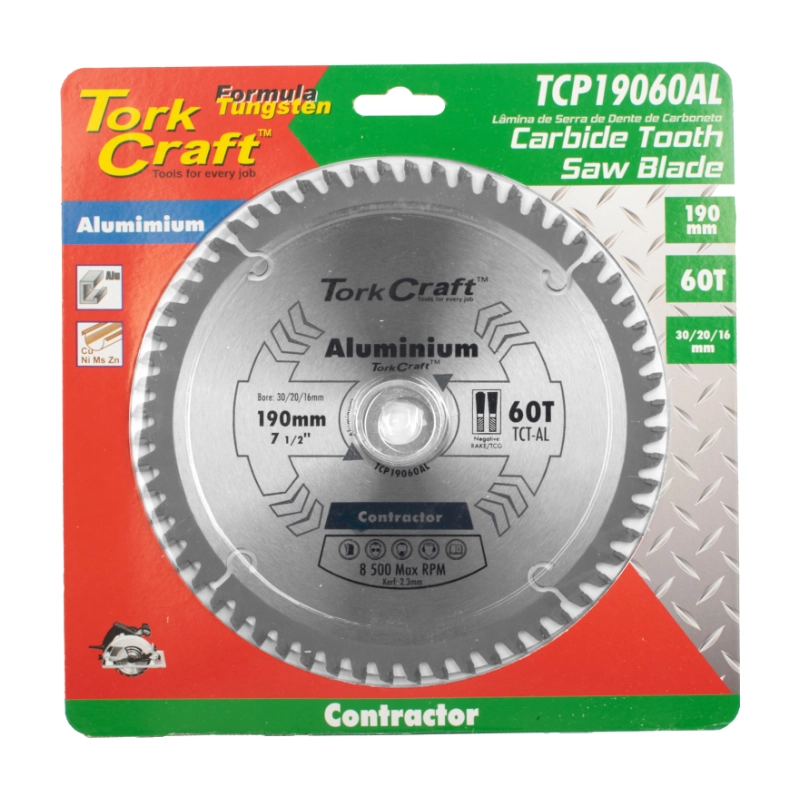 Tork Craft Circular Saw Blade 190x30/20/16 60T TCP19060AL 2 Tork Craft Blade Contractor Alum 190 X 60t 30/20/16 Circular Saw Tct