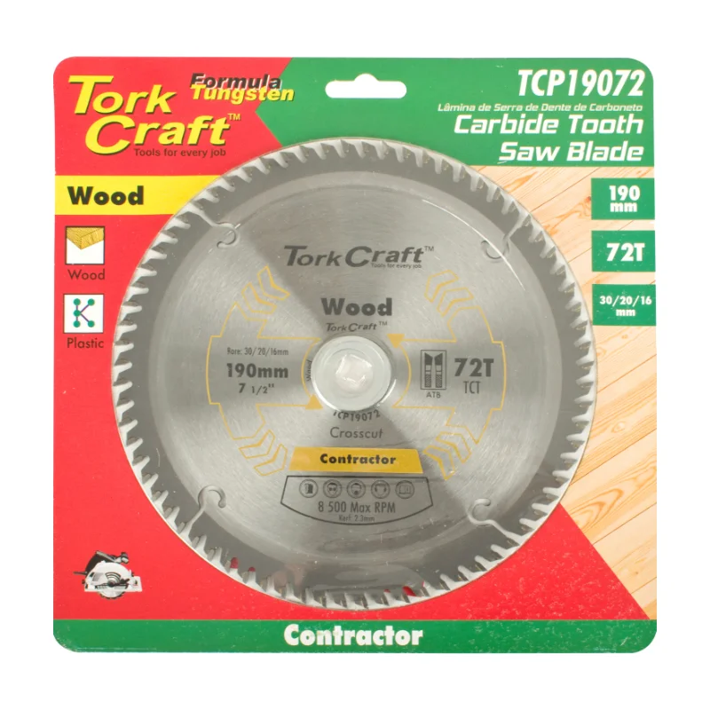 Tork Craft Circular Saw Blade 190x72t 30/20 TCP19072 2 Tork Craft Contractor Blade 190 X 72t 30/20/ Circular Saw TCT TCP19072