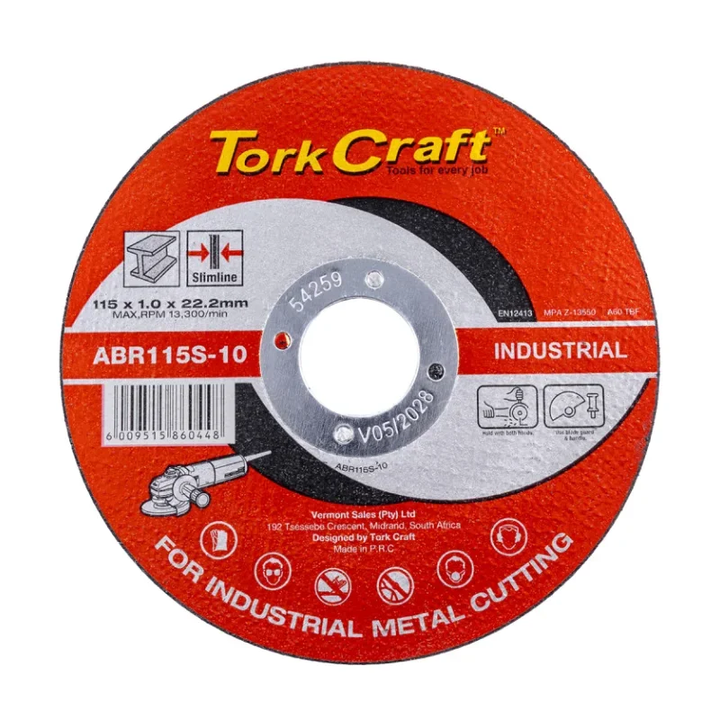 Tork Craft Cutting Disc Metal, SS 115x1.0 ABR115S-10 BULK 1 Tork Craft Cutting Disc Industrial Metal & SS 115x1.0x22.2mm ABR115S-10