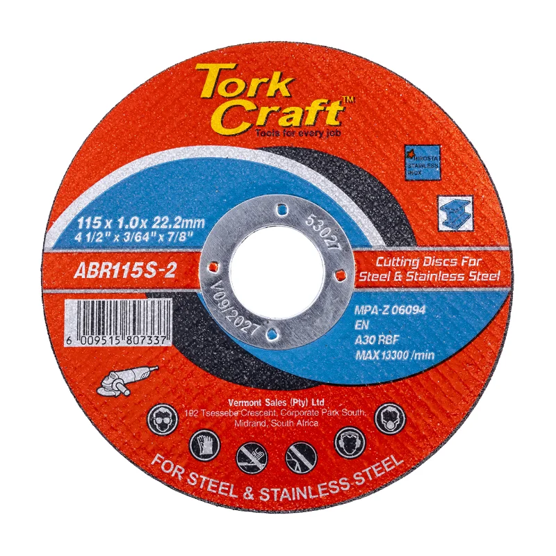Tork Craft Cutting Disc Steel & Ss 115x1.0mm (600) ABR115S-2 1 Tork Craft Cutting Disc Steel & Ss 115x1.0x22.2mm (600) ABR115S-2