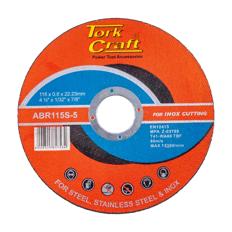 Tork Craft Cutting Disc Steel & SS 115x0.8mm ABR115S-5 (10) 1 Tork Craft Cutting Disc Steel & SS 115x0.8x22.2mm ABR115S-5 (10)