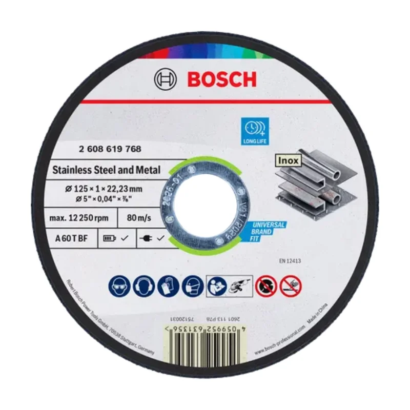 Bosch PRO Cutting Disc Std Metal 125x1.0mm, 2608619768 1 Bosch PRO Straight cutting Standard Metal A 60 T BF, 125x22.23x1.0mm, 2608619768