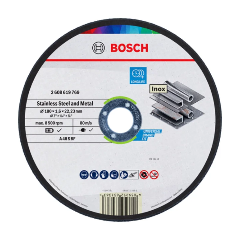 Bosch PRO Cutting Disc Std Metal 180x1.6mm 2608619769 1 Bosch PRO Straight cutting Standard Metal A 30 S BF, 180x22.23x1.6mm 2608619769