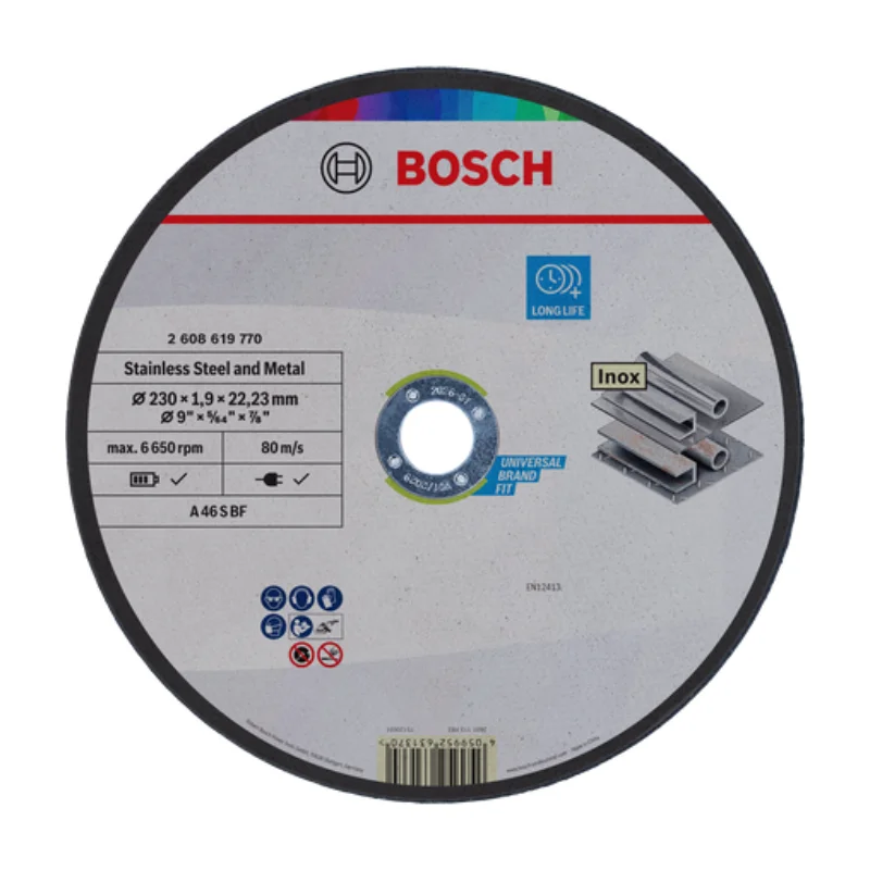 Bosch PRO Cutting Disc Std Metal 230x1.9mm, 2608619770 1 Bosch PRO Straight Cutting Standard Metal A 30 S BF, 230x22.23x1.9mm 2608619770
