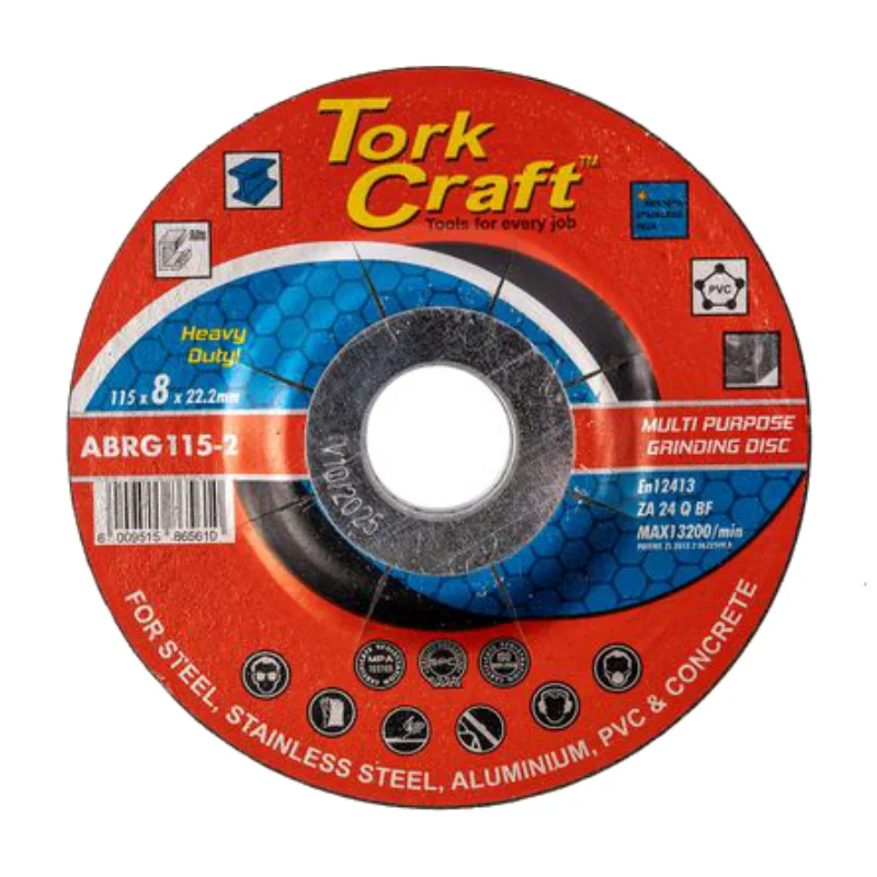 Tork Craft Grinding Disc Steel SS 115x8.0mm ABRG115‑2 1 Tork Craft Grinding Disc For Steel 115x8.0x22.2mm Steel S/Steel Concrete Multi (5) ABRG115-2
